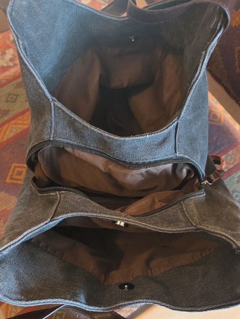 K2 Classic Gray Washed Distressed Canvas Hobo Bag  EUC